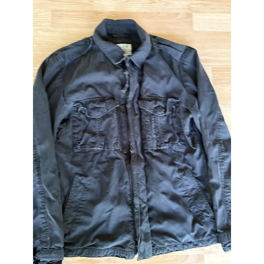 J Crew Mens Broken In Field Military Utility Coat Jacket Small Black Outdoors